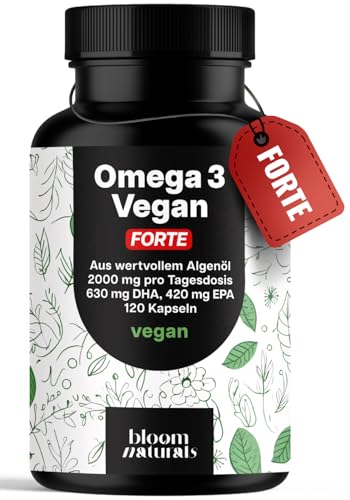 Omega 3 Kapseln Hochdosiert FORTE Vegan - 120 Kapseln - 2000mg Algenöl - 630 mg DHA & 420 mg EPA - Vegan & Produziert in Deutschland - Laborgeprüft - Verpackung kann variieren Omega 3 Kapseln Hochdosiert FORTE Vegan - 120 Kapseln - 2000mg Algenöl - 630 mg DHA & 420 mg EPA - Vegan & Produziert in Deutschland - Laborgeprüft - Verpackung kann variieren