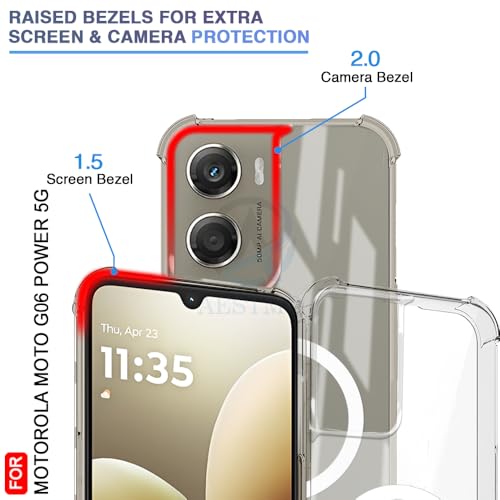 Image of AESTMO Clear Back Cover for Motorola Moto G06 Power 5G | 360 Protection | Transparent Back Cover for Motorola Moto G06 Power 5G (PC + TPU, Compatible with MagSafe Accessories, Transparent Bumper)