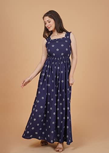 Image of Daevish Women's Rayon Fit and Flare Maxi Casual Dress | Women Flared Dress