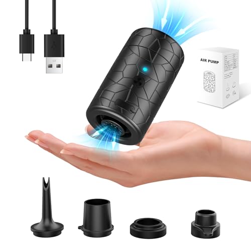 SUPPOU Electric Air Pump, 4000mAh 2 Speed Air Pump for Inflatable, Portable Mini Air Pump with 4 Nozzles, Inflator/Deflator USB Rechargeable Pump for Inflatable Mattress, Camping Mat and Pool Toys