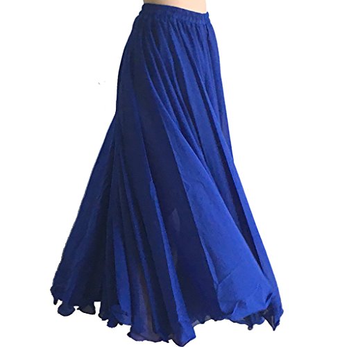 Wuchieal Women's Belly Dance Skirt Tribal Chiffon Full Skirt (Navy Blue) - Thumbnail 3
