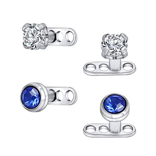 14G cristal brillante d�rmico ancla tapas y bases 316L acero quir�rgico cuerpo piercing d�rmico microd�rmico 4PCS