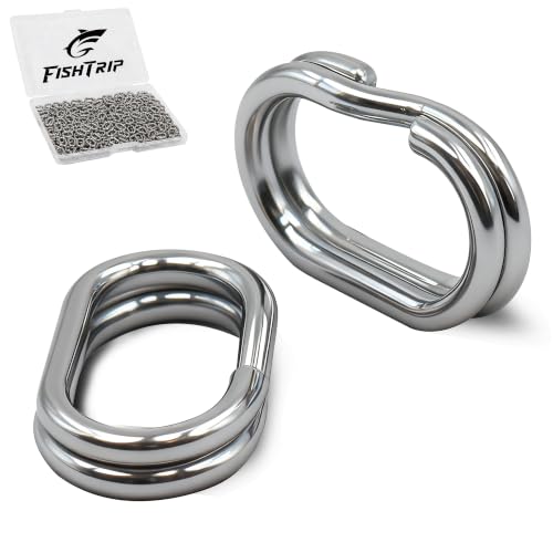 FishTrip Oval Double Split Rings 100 Pcs 8 Sizes with 304 Stainless Steel