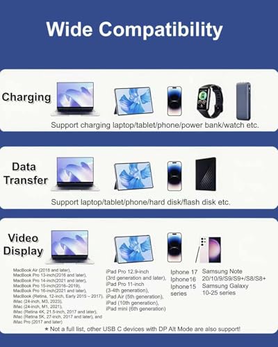 Cable Thunderbolt 5 con pantalla 16K y ancho de banda de 120 Gbps USB C 6