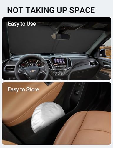 Image of Proadsy 2026 Upgrade Front Windshield Sun Shade Foldable Sun Shade Protector Custom Fit 2018-2025 Equinox Accessories