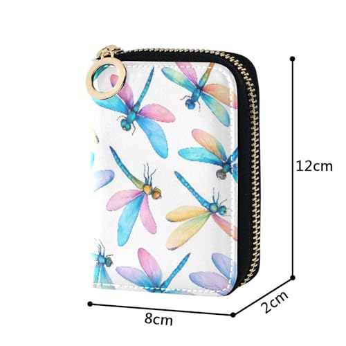 Watercolor Dragonflies Wings Women Wallet Leather RFID Blocking Credit Card Holders Small Coin Change Purse with Zipper3