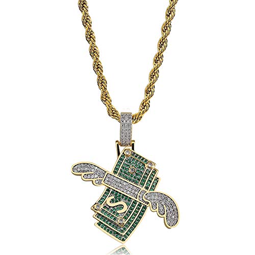 Moca Chaîne avec pendentif en forme de Dollar ailé, style Hip Hop, collier créatif pour homme ou femme Cover