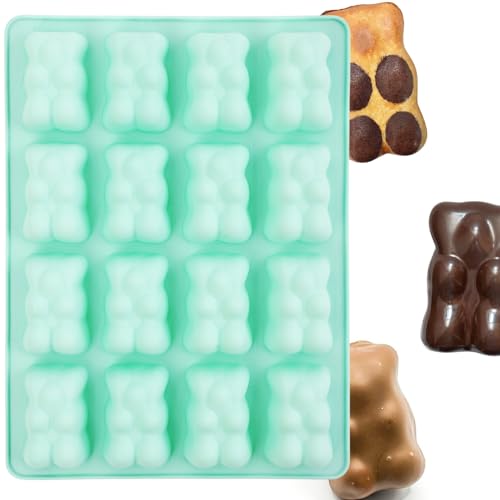 Wondercook - Moule en silicone pour patisserie 16 OURSONS en guimauve, chocolat, gateaux ou cake. Recettes offertes ! Qualité professionnelle