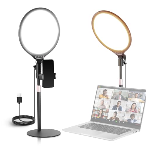 NEEWER Basics 10,5' Desk Ring Light w Stand/Phone Holder/Timer, Full Screen 15W Dimmable LED Selfie Panel Lighting für iPhone Aufnahme Streaming Laptop...