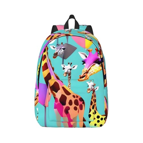 Sac à dos de randonnée girafe colorée résistant et imperméable pour adulte