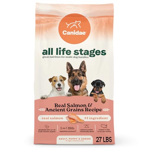 Canidae All Life Stages Real Salmon & Ancient Grains Recipe High Protein Premium Dry Dog Food for All Ages Breeds and Sizes 27 lbs.