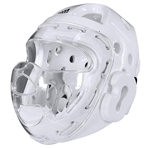 adidas Martial Arts Taekwondo Headgear with Face Shield - White Small
