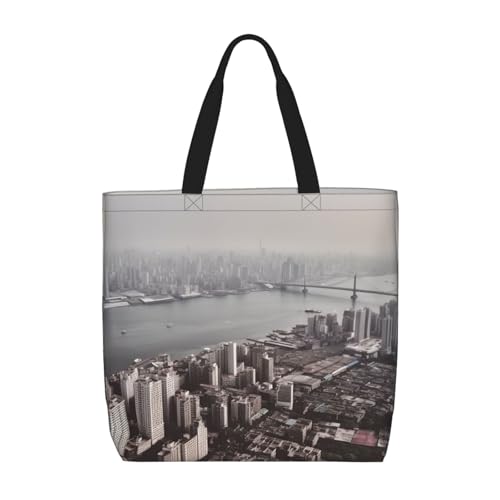 Mumbai city Tote Bag for Women, Zipper Casual Tote's Handbag for Travel, Work, Lightweight Laptop Bags Big Capacity Shoulder Bag Reusable Grocery Shopping Bags