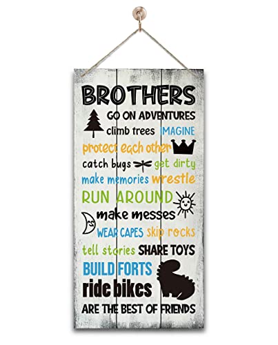 Brothers Rules Home Signs Decor, Go On Adventures, Hanging Wood Sign...