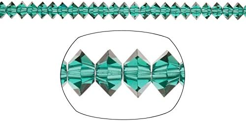 Pulsera con abalorio de vidrio para, SHARP Edge roundelle, esmeralda, 6mm