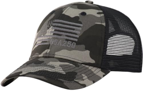 Image of American Flag Trucker Cap, Regular & XL-3XL, Big Head Snapback Patriotic Baseball Hat (Up to Size 8)