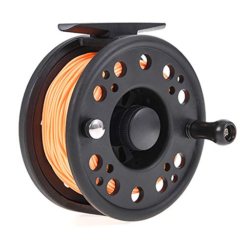 Carrete de Pesca con Mosca, WF Fly Line, con la Línea de Pesca con Mosca Necesaria, Accesorios Duraderos de Pesca Manual, Rodamiento de Bolas Izquierda Derecha Intercambiable (Naranja GLA7 8)