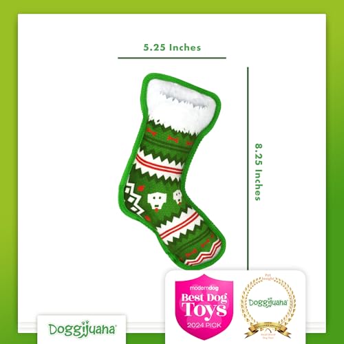 Image of Doggijuana Stocking & Juananip Bundle | Holiday 2 Pack, Squeaky Dog Toy | Refillable squeaky plush dog toy + organic calming catnip; eases anxiety, stress & storms; drug-free, hand-harvested