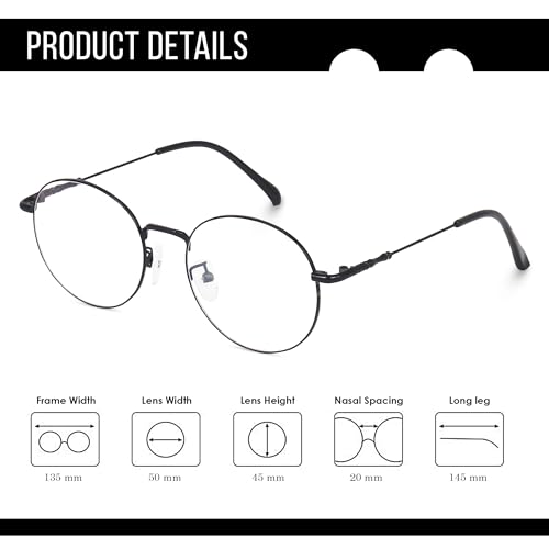 Image of Dervin Zero Power Computer Bluelight Blocking Glasses For Men and Women | Blue Cut Computer Glasses | Full Rim Oval Shape Glasses | Anti Glare, Lightweight & Blocks Harmful Rays
