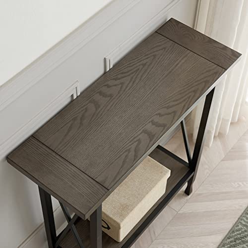 Image of Leick Home Chisel & Forge Console Table, 30 inch, Smoke Gray, Matte Black