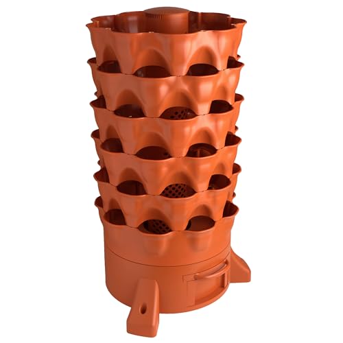 Garden Tower 2 - Vertical Planter for Fruits, Vegetables & Herbs - 360-Degree Tower Planter - Made from Food Grade Plastic - 43x25x25 Inches - Terracotta