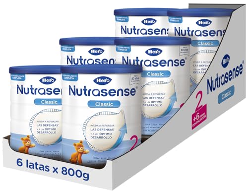 Hero Baby Pack 6 Leche de Continuación Nutrasense Classic 2, 6x800g, Para Bebés de hasta 6 meses, Contribuye al Bienestar, Desarrollo Cognitivo y Visual, Fortalece su Sistema Inmunológico