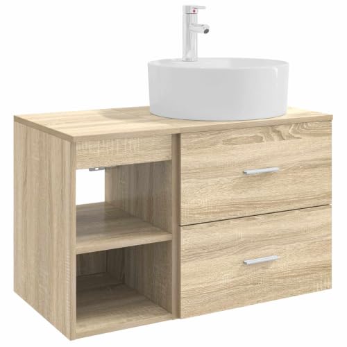 Mueble de baño Sonoma de 2 piezas suspendido con lavabo y grifo 2
