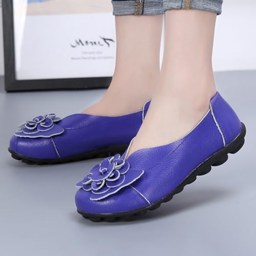 Image of MOYOWEI Women's Leather Slip On Loafers Colorful Flat Shoes