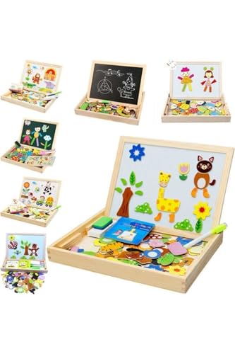 hyd Oyuncak Ahşap Yazı Tahtası 31 Cm Çift Taraflı Eğitici Mıknatıslı Manyetik Figürlü Oyun Tahtası