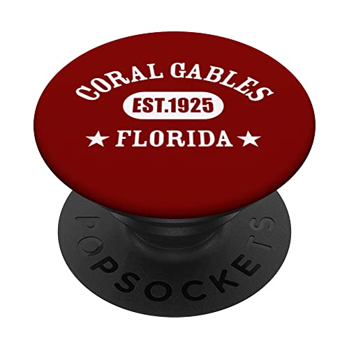 CORAL GABLES FL Classic Athletic Design PopSockets Swappable PopGrip, Black