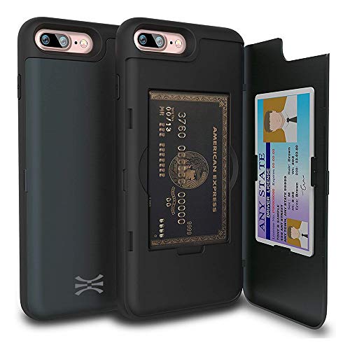 TORU CX PRO Compatible with iPhone 8 Plus/iPhone 7 Plus Case - Protective Dual Layer Wallet with Hidden Card Holder + ID Card Slot Hard Cover & Mirror - Metal Slate