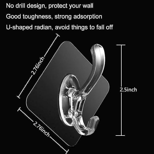 Image of 2 PCS Strong Adhesive Wall Stick Hook 3 in 1 Row Hooks Without Drilling Waterproof Oilproof Seamless Invisible Multifunctional Wall Hanger for Kitchen Bathroom Home