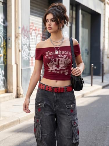 Image of Grommet Leather Belt, Y2K Goth Studded Belts for Women Men Teens