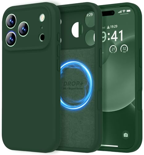 Image of LOVE 3000 Designed for iPhone 17 Pro Case, Premium Silicone [Compatible with Magsafe][Soft Anti-Scratch Microfiber Lining] Shockproof Protective Phone Case for Men Women 6.3 inch, Green