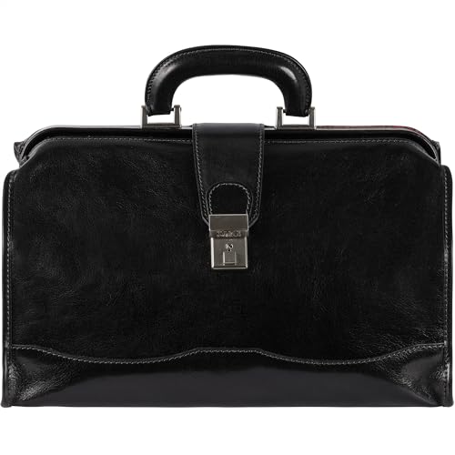 Time Resistance Leather Doctor Briefcase - Italian Handmade Medical Bag - Vintage Style Briefcase...