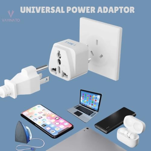 Image of VAYINATO (2 Pcs-White) 3 Pin Plug Socket Adaptor | Universal 3-Round Pin Converter for Indian Sockets, China, Thailand, Europe, Taiwan, Japan, Italy, Korea and Indonesia to India