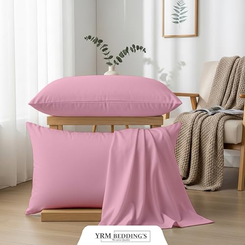 Image of YRM Bedding's - Egyptian Cotton 600TC Pillow Cover | Premium Pillowcases | Luxury Bedding-Export Collection | High Thread Count Durable & Breathable Covers - Light Pink | [19''x30''] Inches