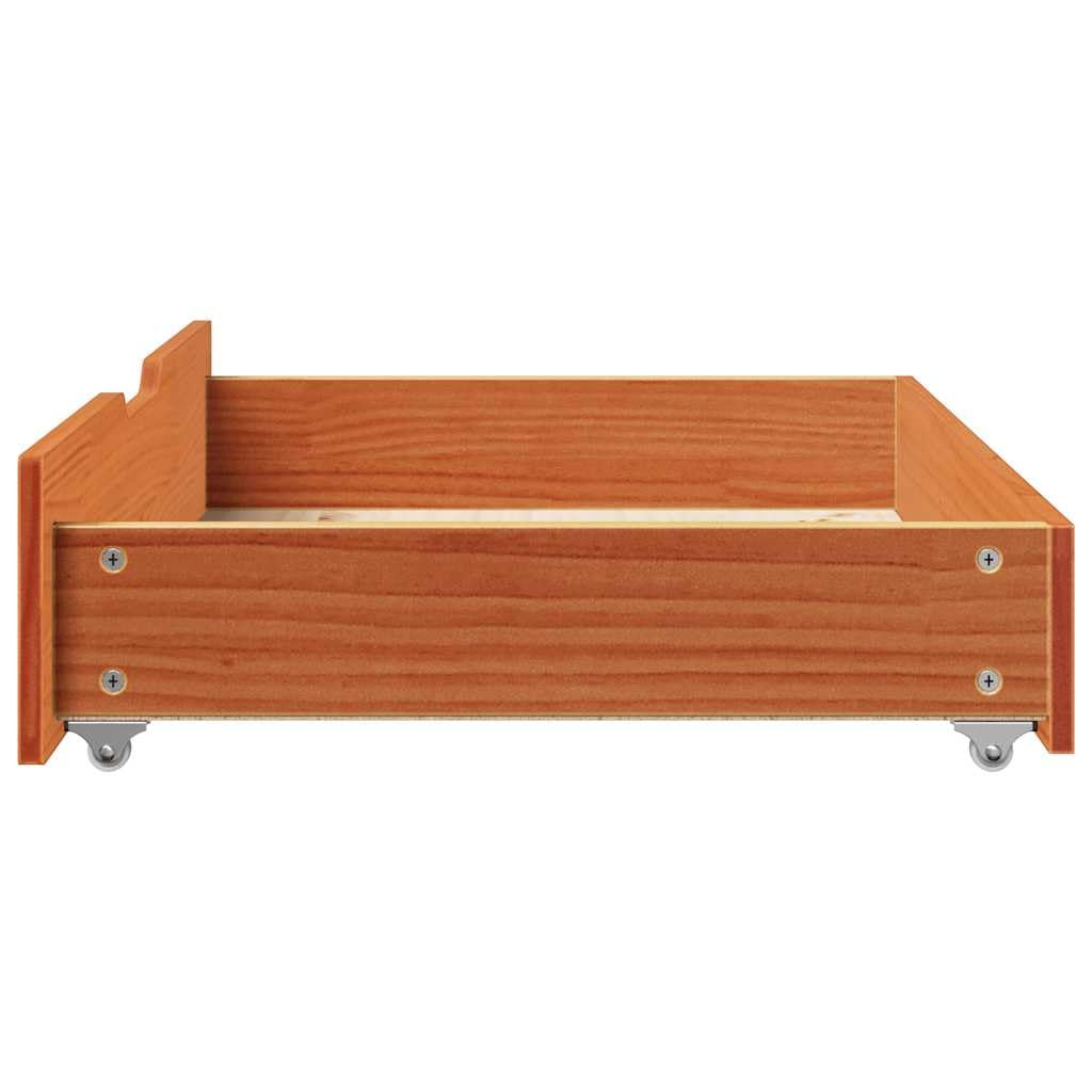 Genérico Cajones Debajo Cama con Ruedas 2 uds Madera Maciza Pino marrón,Productos del hogar,Organización y Almacenamiento,Cajones de almacenaje doméstico,850928