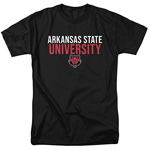Arkansas State University Official Stacked Short Sleeve Mens Cotton T-Shirt,Black, Small