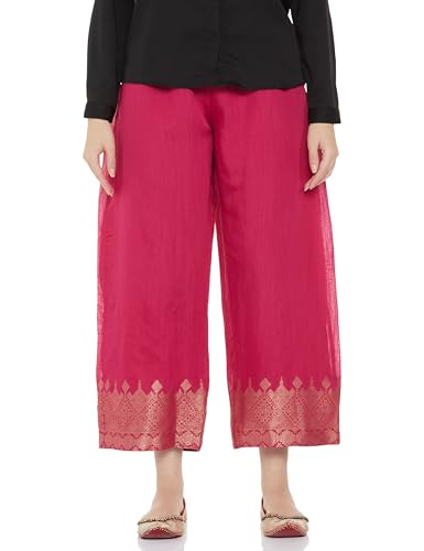 Image of BIBA Women Straight Mid Rise Art Silk Palazzo