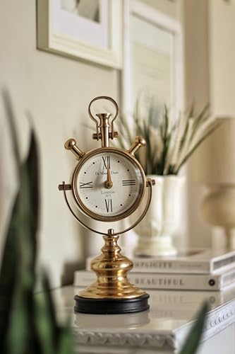 Image of Decor de Maison Brings Handcrafted Aristotime Table Clock for KidsRoom, Living Room, Bedroom, Study Table|Classic Non-Ticking Tabletop Battery Operated Analog Desk Clock (Gold)