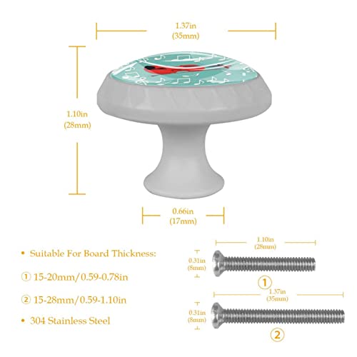 Boutons de tiroir en verre notes de musique 35mm pour commode et placard