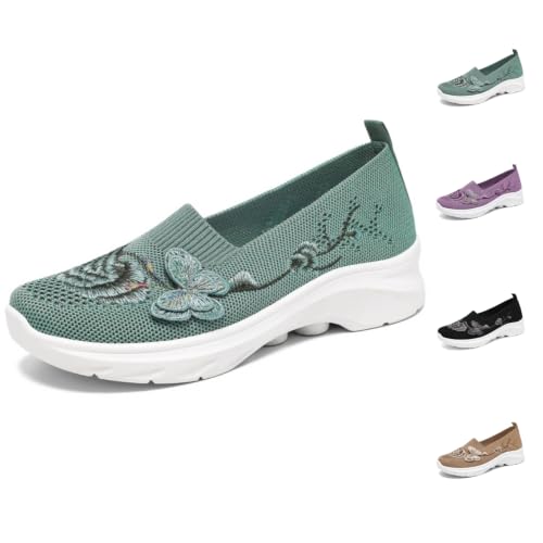 Chaussures de marche confortables pour femme brodées pour sorties quotidiennes