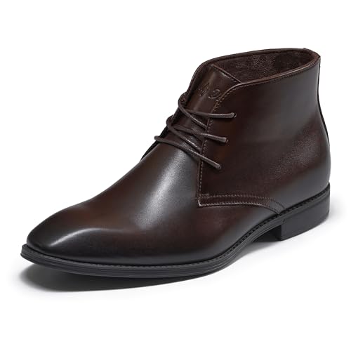 Image of Holy dove Mens Dress Boots, Premium Leather Oxford Chukka in Coffee, Non-Slip Business Boots for Men (Size 13)