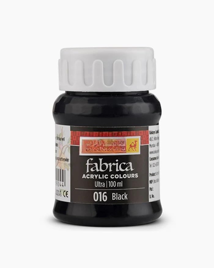 Image of Acrylic Colour (Fabric Colour) | 100 ml.- 100ml, Multi-Surface, Skin-Friendly & Vegan | (Black)