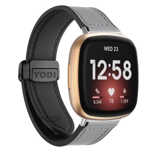 Image of YODI Watch Band Compatible with Fitbit Versa 4 / Fit bit Versa 3 / Fitbit Sense /Sense 2 Band, Soft Replacement Silicone Wristband for Women Flexible Waterproof Sport Watch Strap for Men Large