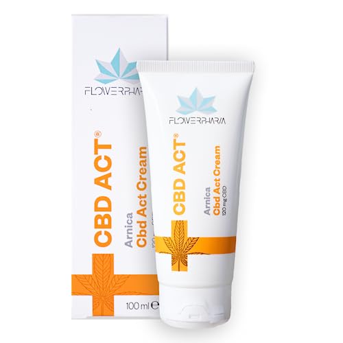 Flower Pharm CBD Act Cream Arnica, Crema CBD 120 mg, Puro al 99,93%, Pomata con Arnica Bio e Burro di Karitè, Ideale per Dolori Muscolari e Articolari, Made in Italy, 100 ml