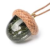 HARMONITE English Acorn Pendant Necklace for Women and Men. Handmade Natural Gift of Moss Jewelry for Motherhood, Maternity, or as Spiritual Unique Gifts Set in Eco Resin