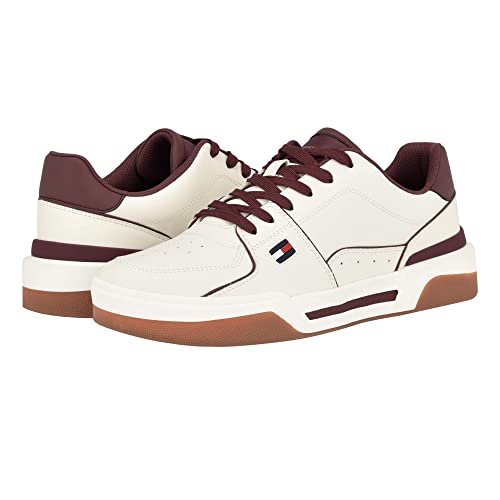 Tommy Hilfiger Tenis Ville para hombre, Marfil/Borgoña 150, 44.5 EU