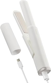 NOGI (ELECOM) 迷你直发棒 USB供电 14mm 携带 【3档调节(190/140/100℃) 秒速加热器 海外/携带登机对应 】 约87g 假发模式 陶瓷涂层板 附带耐热性盖 白色 HAB-HIS01UWH